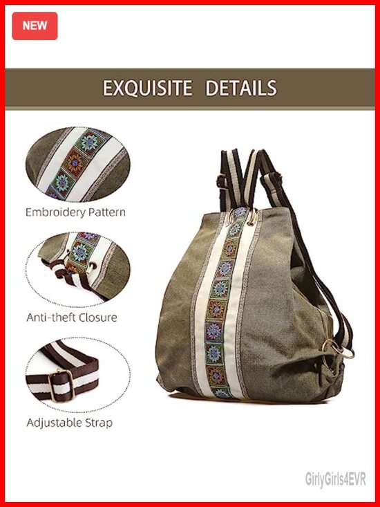 Vintage Canvas Anti-theft Travel Backpack Daypack Shoulder Bag